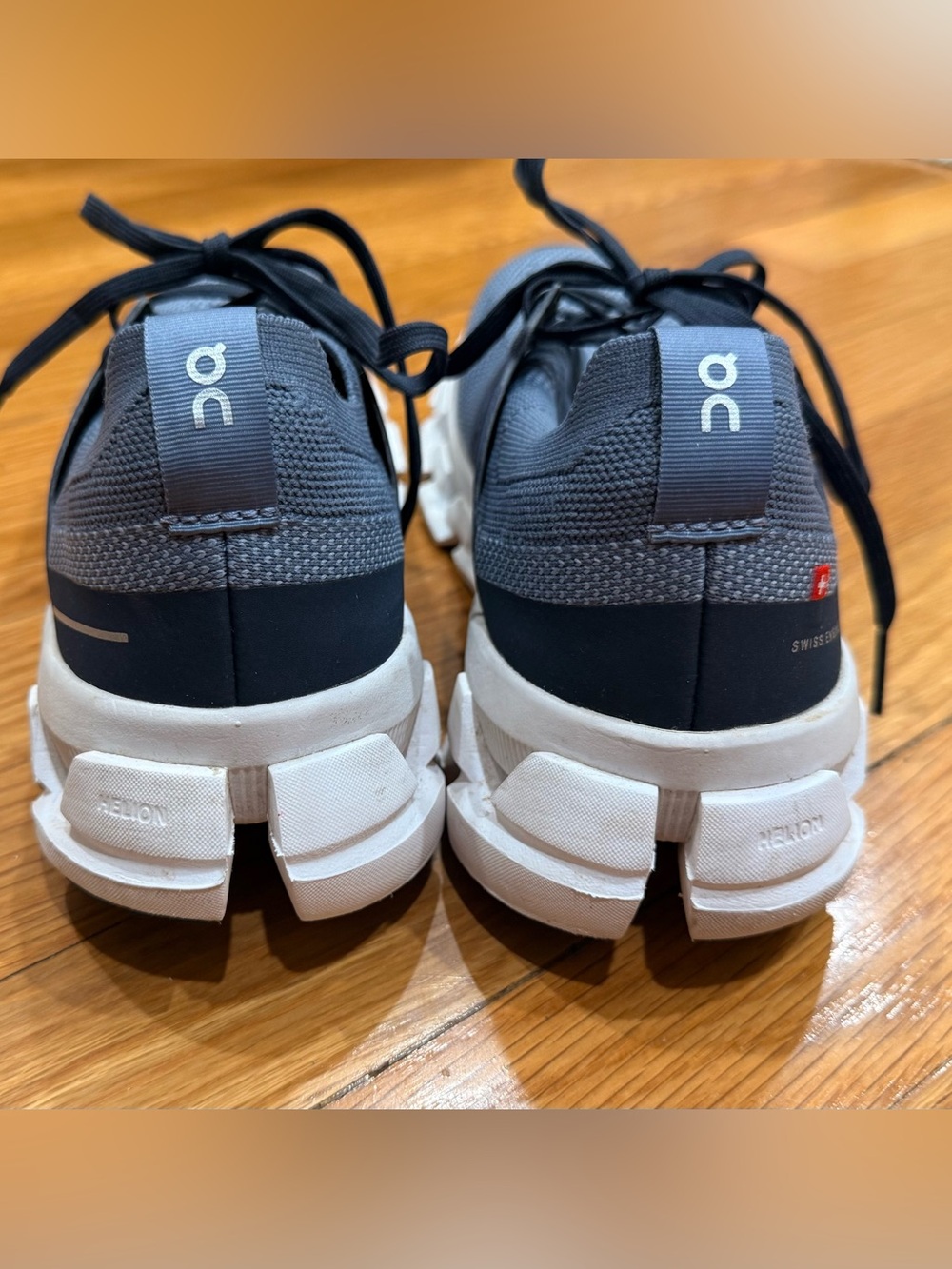 On Cloud Athletic Running Shoes in Navy and White - Picture 3 of 5